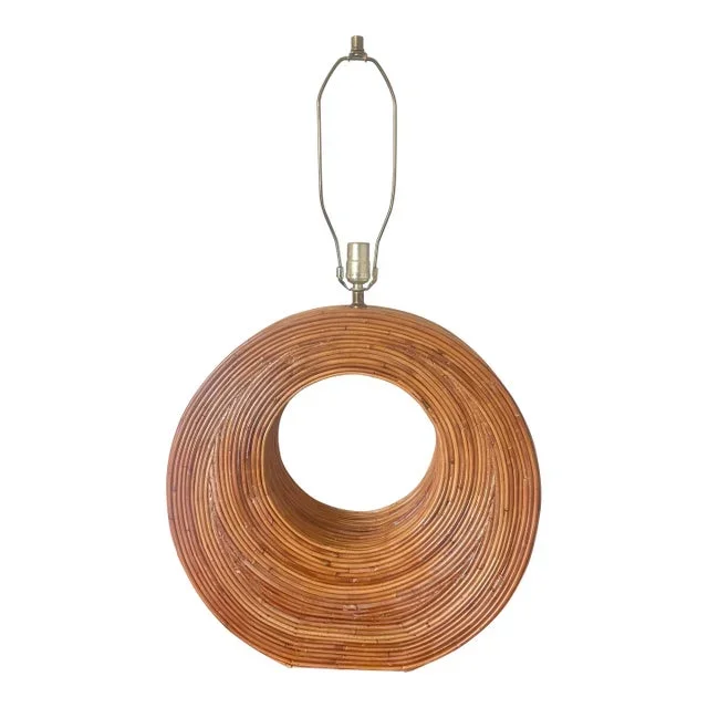 1970s Pencil Reed Circular Table Lamp