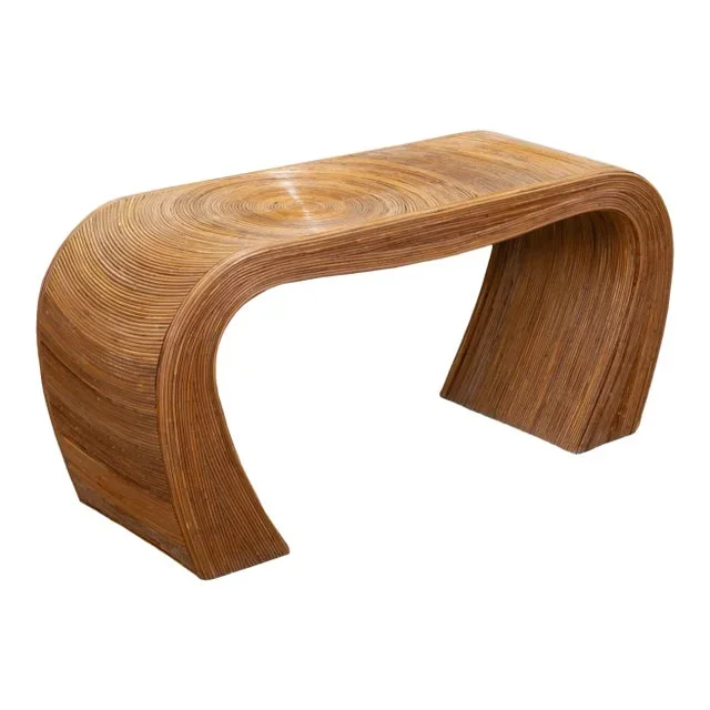 1970s Pencil Reed Console Table in Style of Gabriella Crespi