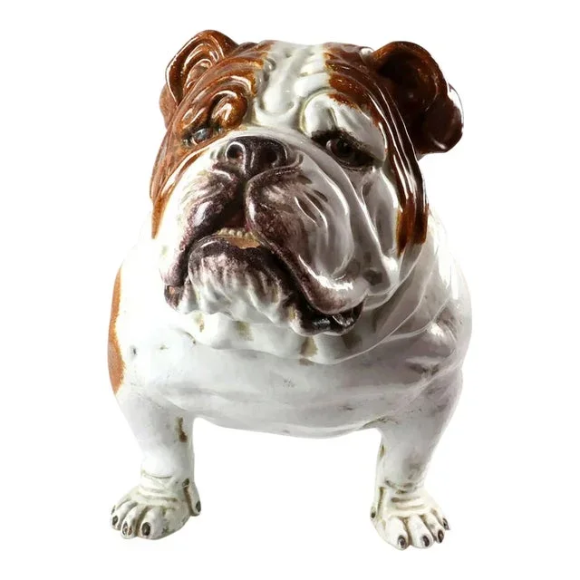 1970s Share Italian Life Sized Ceramic Bulldog Sculpture