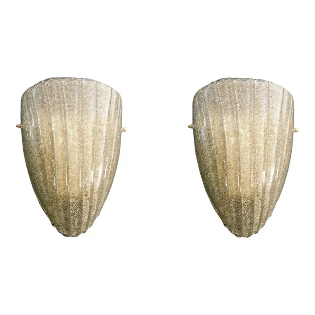 1970s Smoky Graniglia Shield Sconces, a Pair