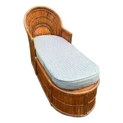 1970s Split Bamboo Chaise Lounge – Woven Fan Back
