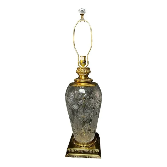 1970s Tall Cut Glass Table Lamp
