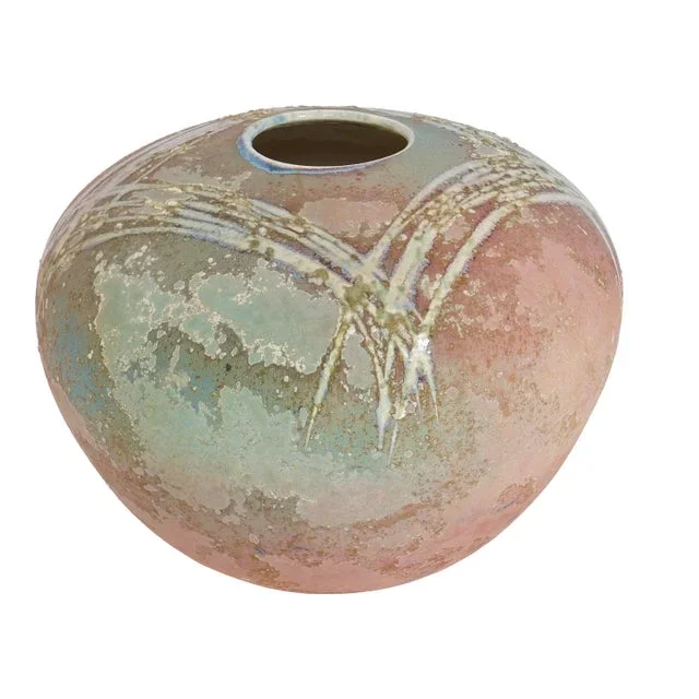 1970s Tony Evans Glazed Raku Vase