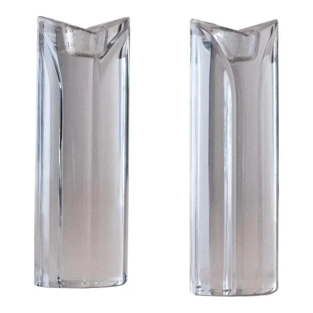 1970s Towle Art Deco Crystal Candle Holders – a Pair