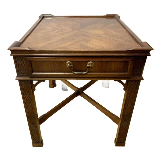 1970s Vintage Chippendale Carved Mahogany Side Table