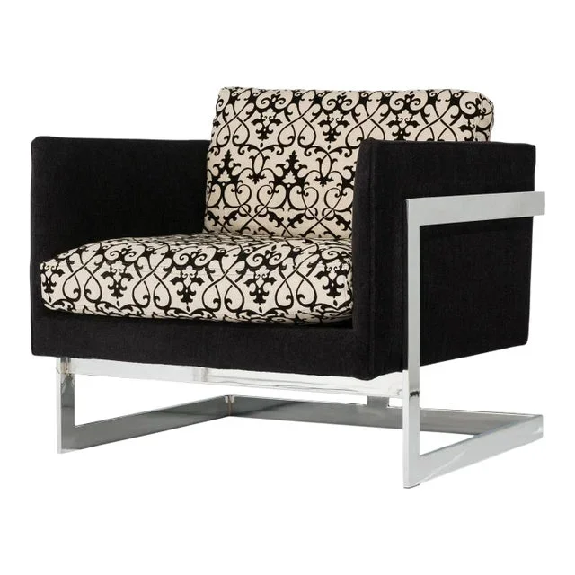 1970s Vintage Floating Cube Lounge Chair Attributed to Milo Baughman Thayer Coggin