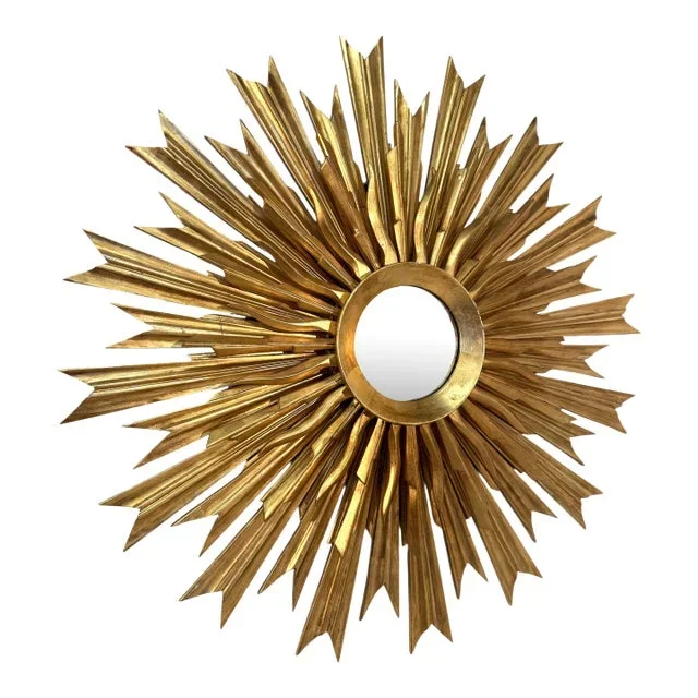 1970s Vintage Italian Sunburst Gilded Wall Mirror