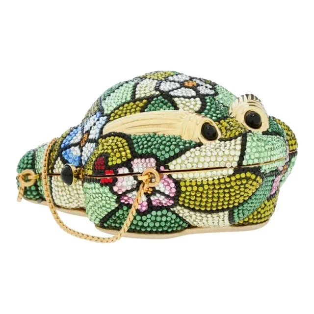 1979 Judith Leiber Frog Evening HandBag Crystal Minaudiere Purse Vintage Clutch