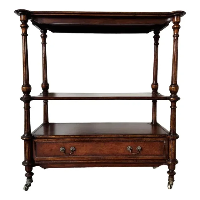 1980’s Vintage Jonathan Charles Three-Tier Étagère – With Drawer
