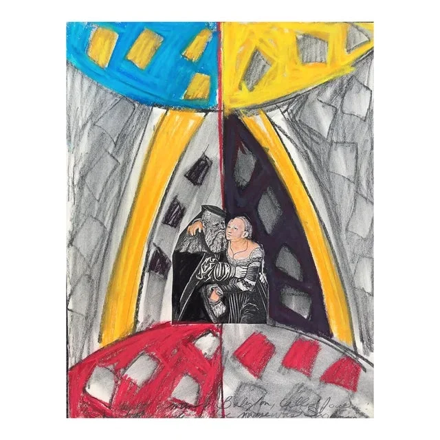 1980 Adrienne Anderson Susanna Pastel With Collage