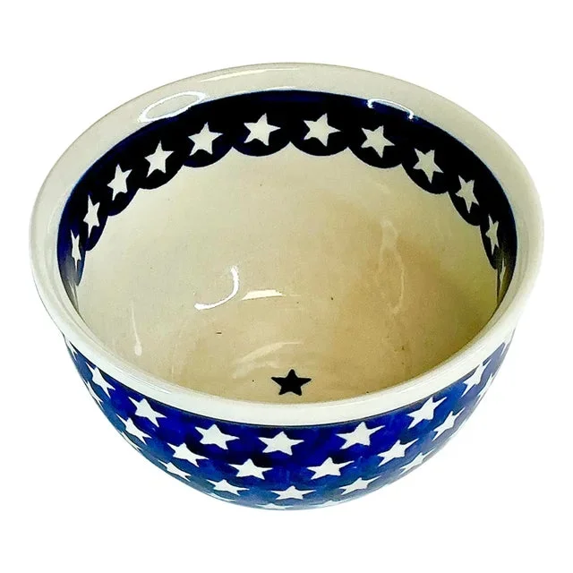 1980s Arts & Crafts Americana Stars Boleslawiec Polish Pottery Serving Bowl