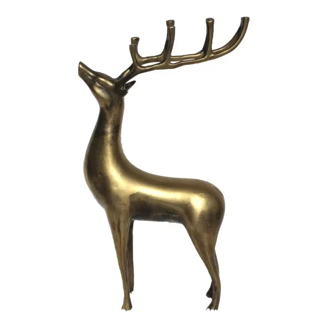 1980s Brass Deer Candelabra for Small Candles