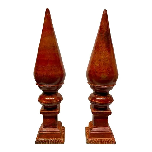1980s Bronze Cast Metal Obelisks, a Pair