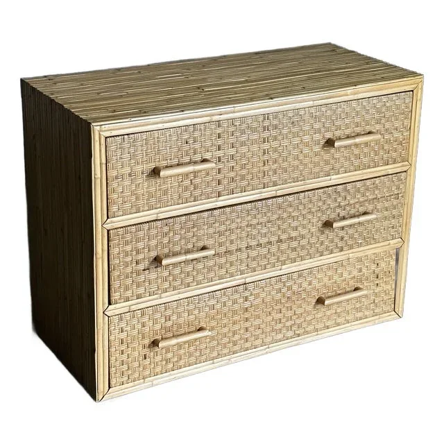 1980s Cane and Split Bamboo Chest
