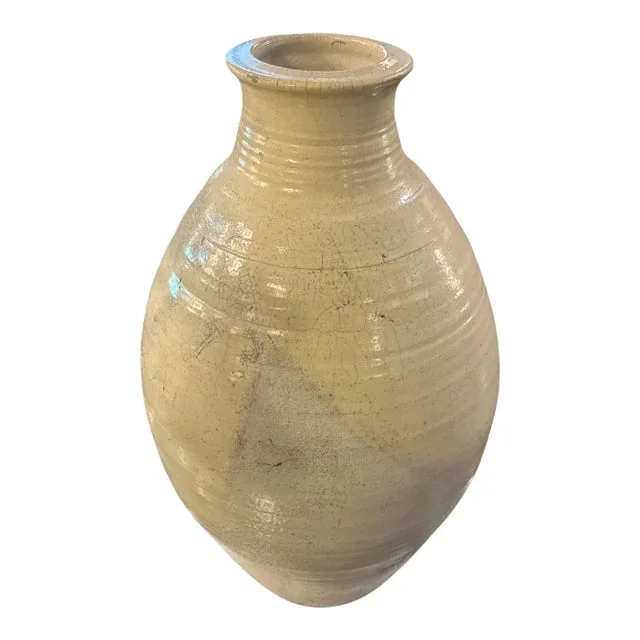 1980s Ceramic Vase Signed by Scheller With an Open Bottom