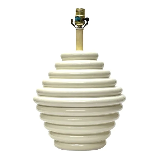 1980s Cream Ceramic Concentric Circles Bubble Lamp
