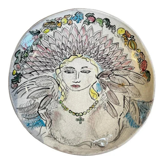 1980s Decorative Goddess Plate