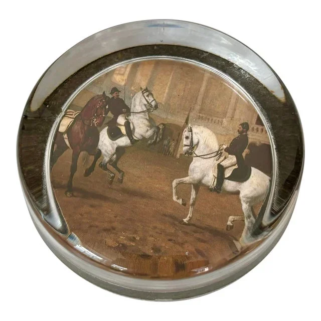 1980s Equestrian Paper Weight