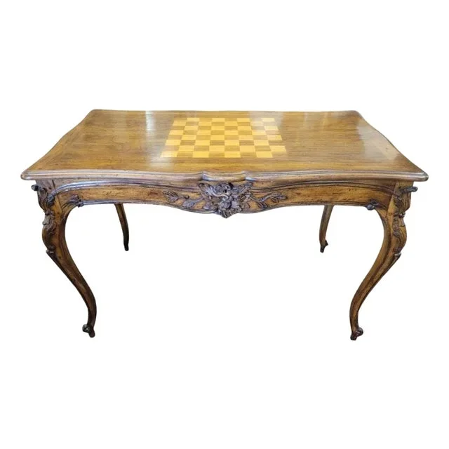 1980s French Carved Desk & Game Table