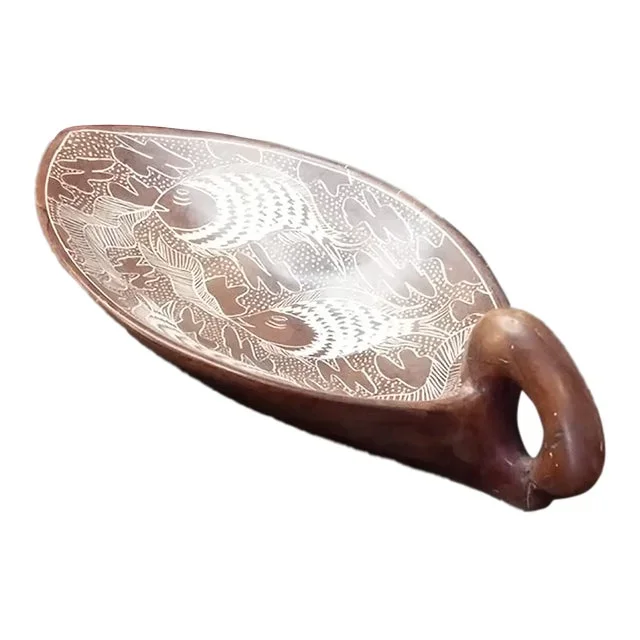 1980s Hand Carved Soapstone Swan Trinket Holder From Kenya