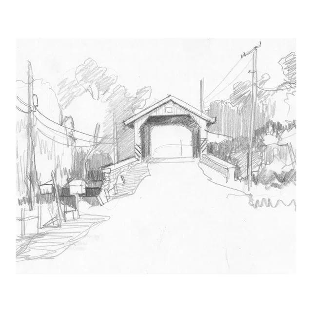 1980s John Reilly Covered Bridge Drawing