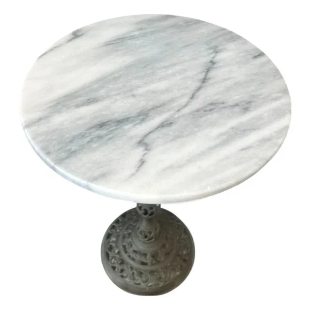 1980s Marble & Iron Side Table