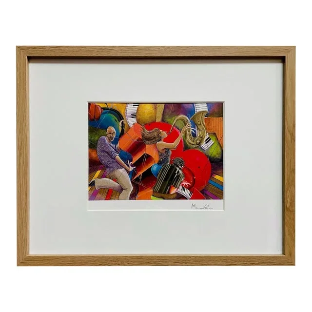 1980s Marcus Glenn Love That Jazz Glossy Signed Serio Lithograph, Framed