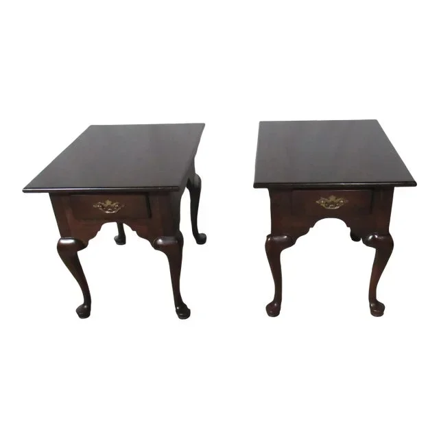 1980s Pair Statton End Side Tables Cherry Designer