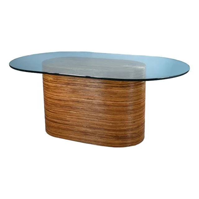 1980s Pencil Reed Oval Dining Table