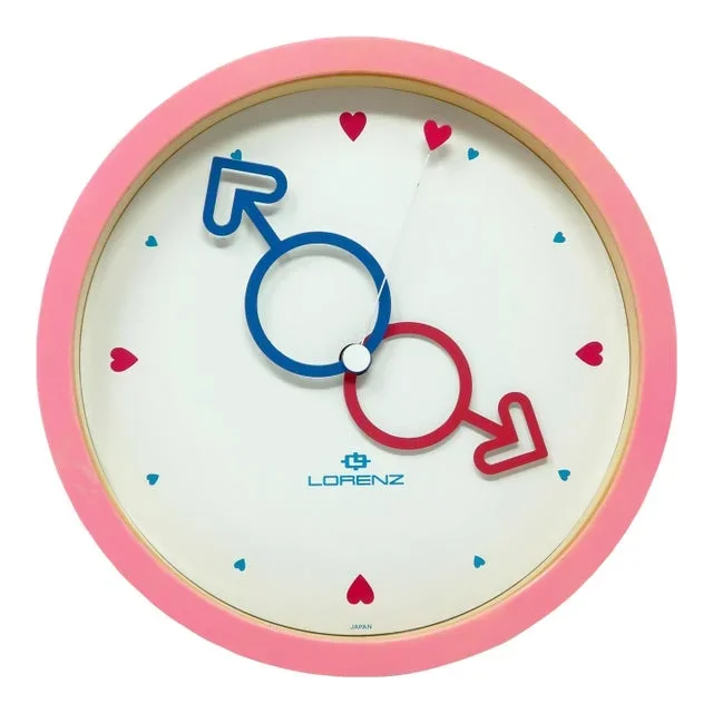 1980s Pink Heart Wall Clock by Lorenz