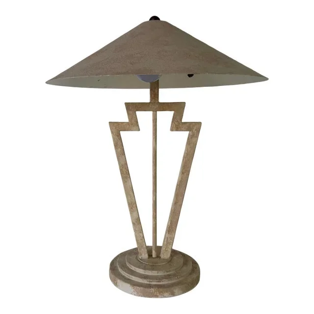 1980s Postmodern Sculptural Geometric Table Lamp With Metal Shade