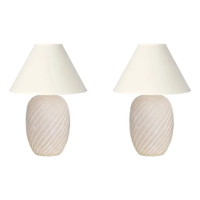 1980s Sand Swirl Ceramic Table Lamps