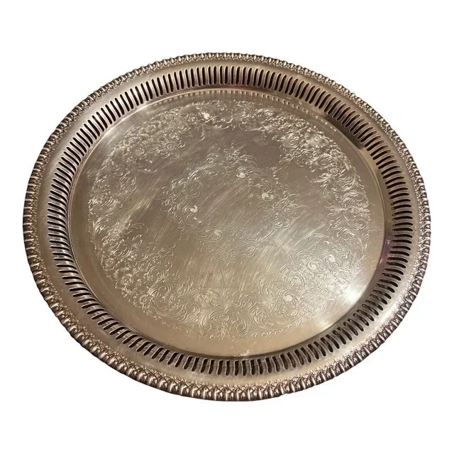 1980s Silver Plated Serving Service Tray