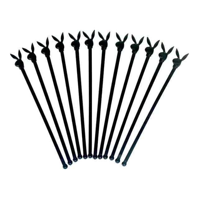 1980s Vintage Americana Playboy Bunny Cocktail Swizzle Sticks – Set of 12.