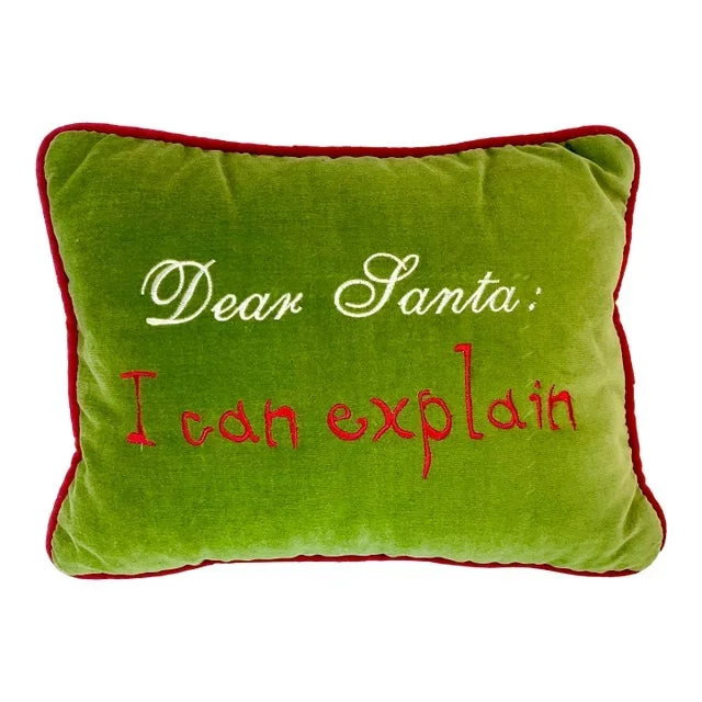 1980s Vintage Hollywood Regency Boho Chic Christmas Santa I Can Explain Pillow