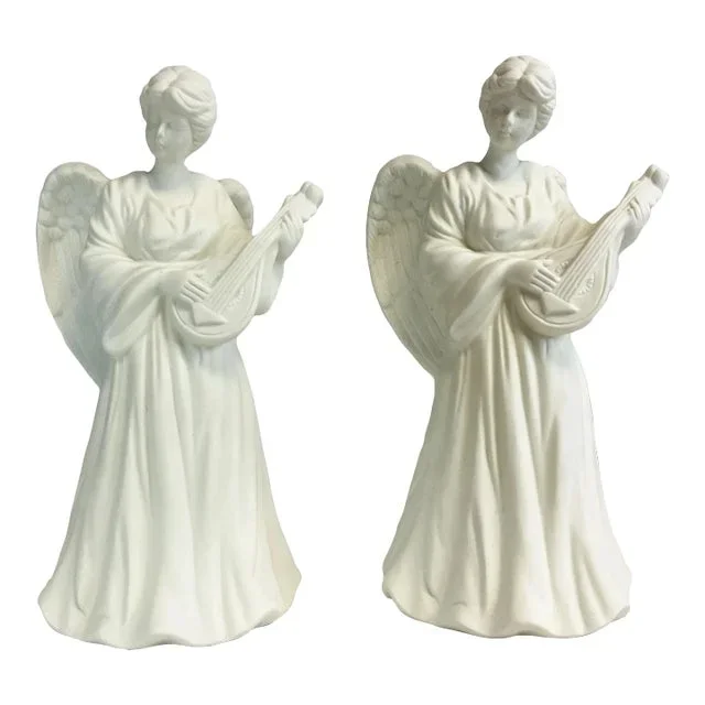 1980s Vintage Italian Porcelain Christmas Angel Candle Holders – a Pair.