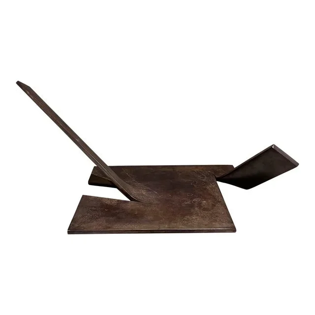 1981 Bhw Patinated Bronze Abstract Table Sculpture