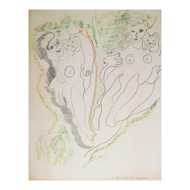 1985 Surrealist Figural Drawing