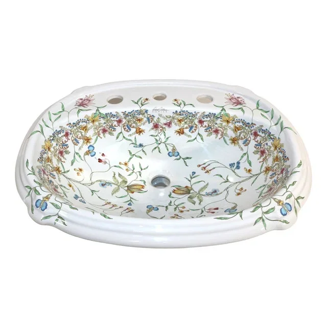 1990 Vintage Kohler Artist Editions Antique English Trellis Self-Rimming Drop-in Sink