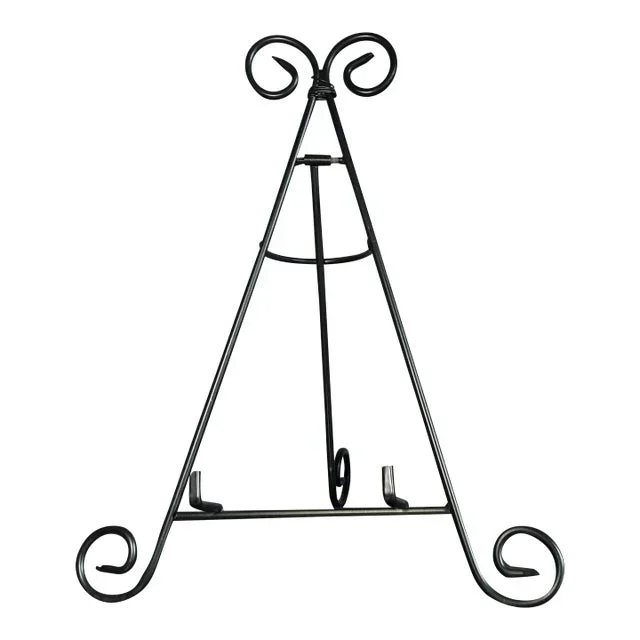 1990s Black Wrought Iron Swirl Designed Book Stand/Easel
