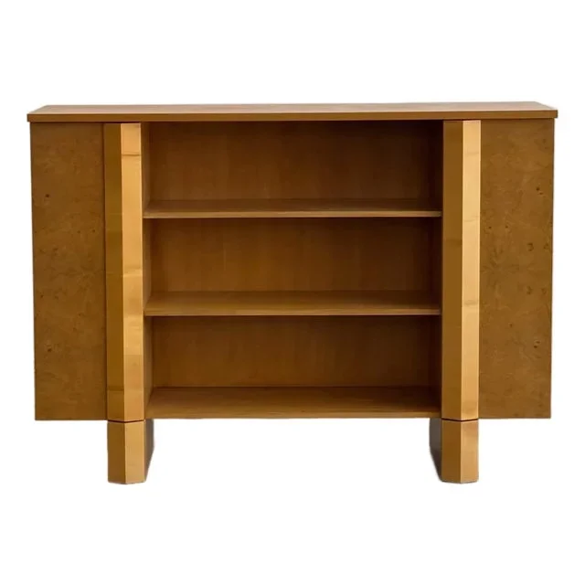 1990s Burl and Maple Sculptural Bookcase