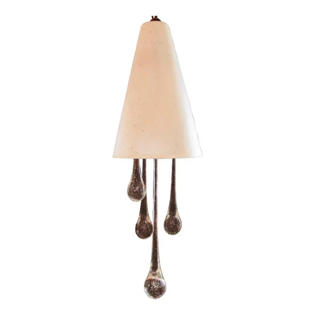 1990s Carlos De Anda Cone Shaped Pendant With Four Glass Raindrops