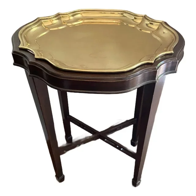 1990s Ethan Allen Brass Tray Table