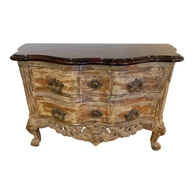 1990s French Louis XVI Style Cerused Painted 2 Drawer Commode Chest