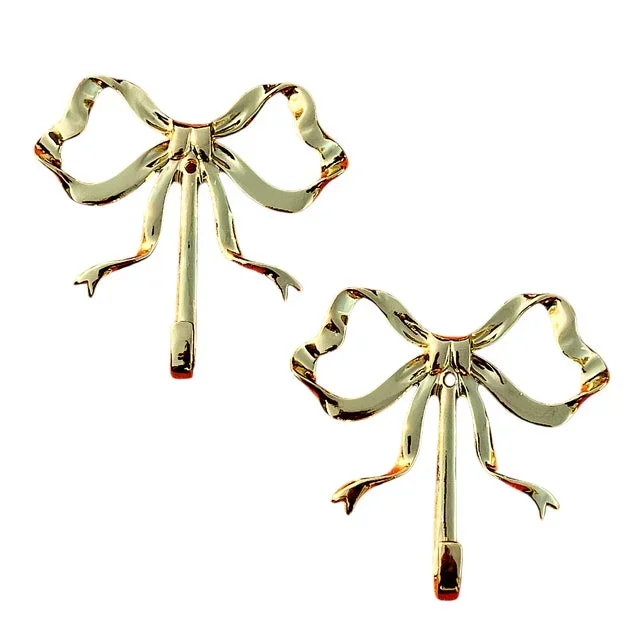 1990s Lacquered Brass Bow Wall Hooks – a Pair