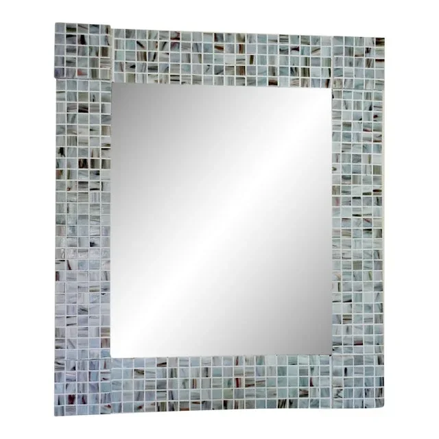 1990s Large Original Handcrafted Pearlescent Tile Mirror
