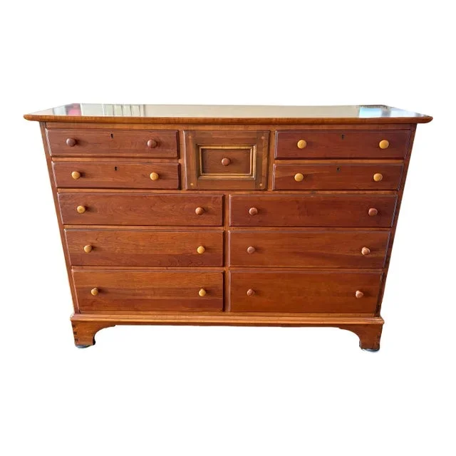 1990s Lexington Solid Cherry Shaker Style Large 11 Drawer Dresser