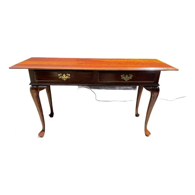 1990s Queen Anne Cherry Sofa Table by Cresent Furniture