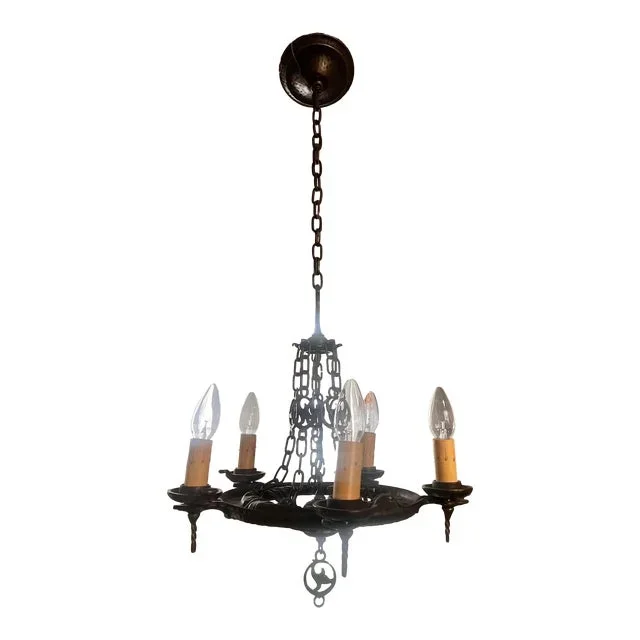 1990s Rejuvenation 18″ Iron Chandelier