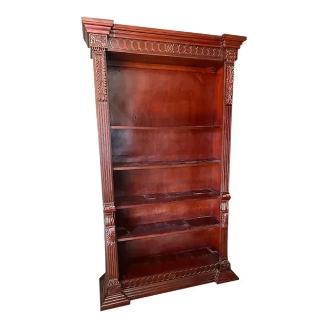 1990s Tall Mahogany Open Bookcase